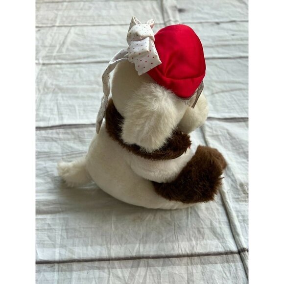 Dakin White Dog Plush Red Cap Bag Bow Adorable Puppy Stuffed Animal  Size 10”‎ - Picture 3 of 7